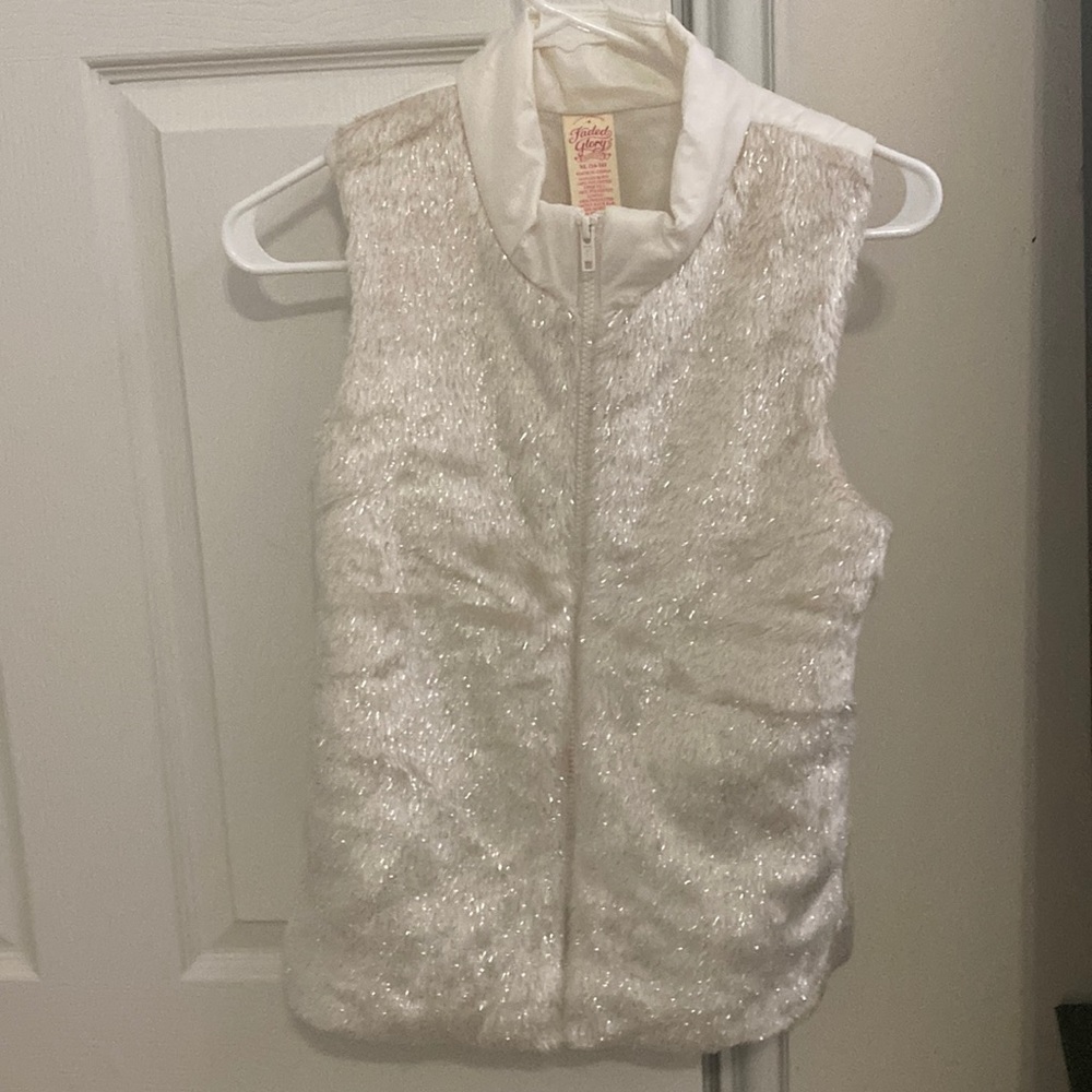 Faded Glory Fuzzy white vest